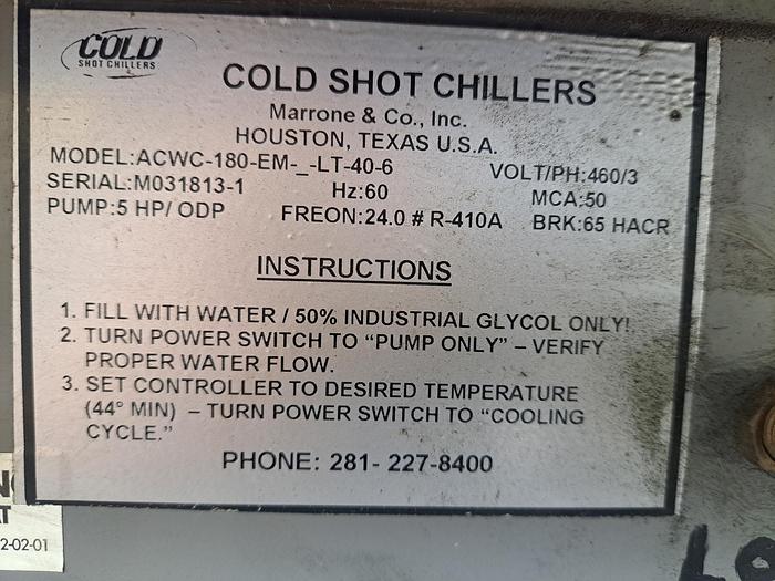 Used Refrig, Chiller, Air-cooled, Marrone, 15 Ton #S745505