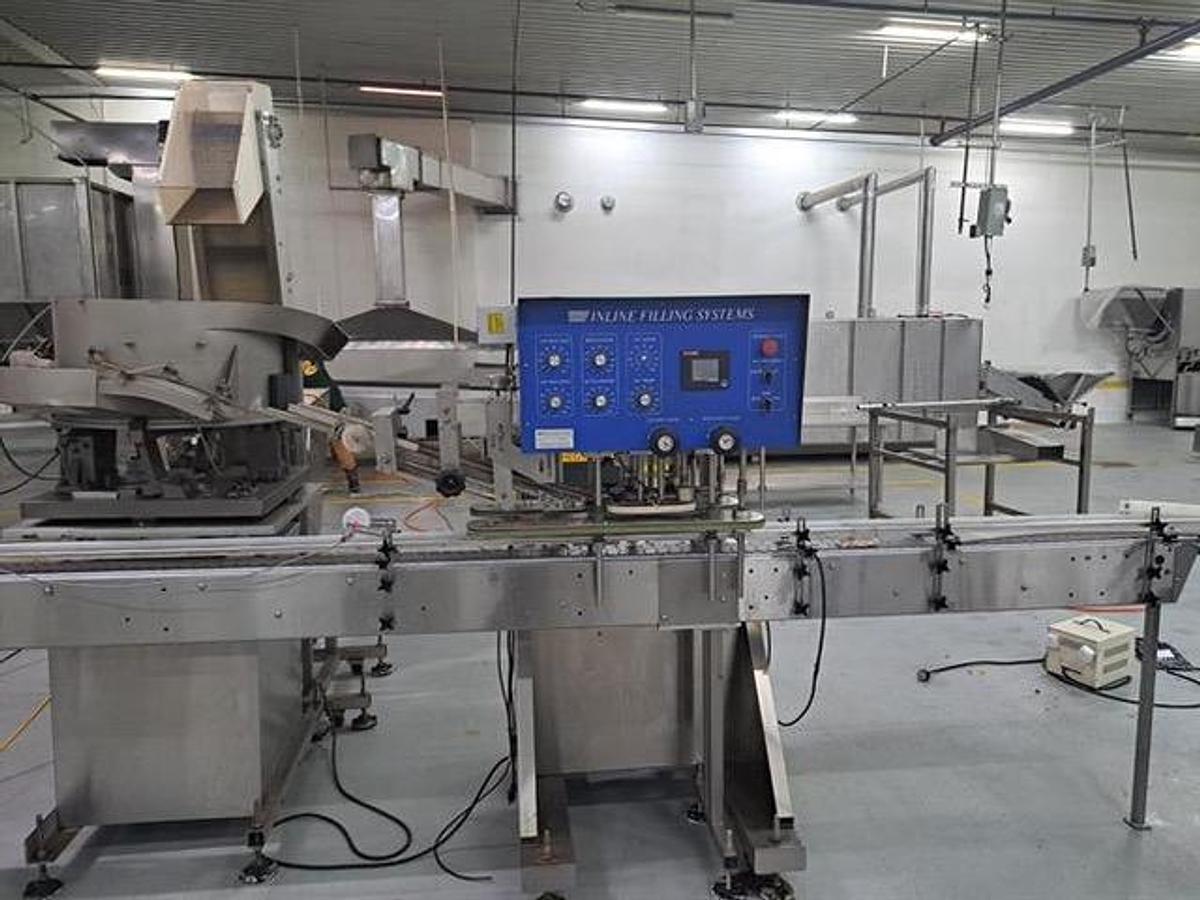 Used Jar Filling & Capping Line, Inline Filling Systems, Piston Filler, Capper & Cap Feeder, #5991602