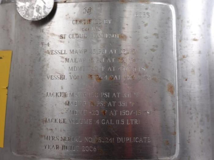 Used Reactor, 25 Gallon (100 Liters), Hastelloy, Jkt, Agitated #S745445