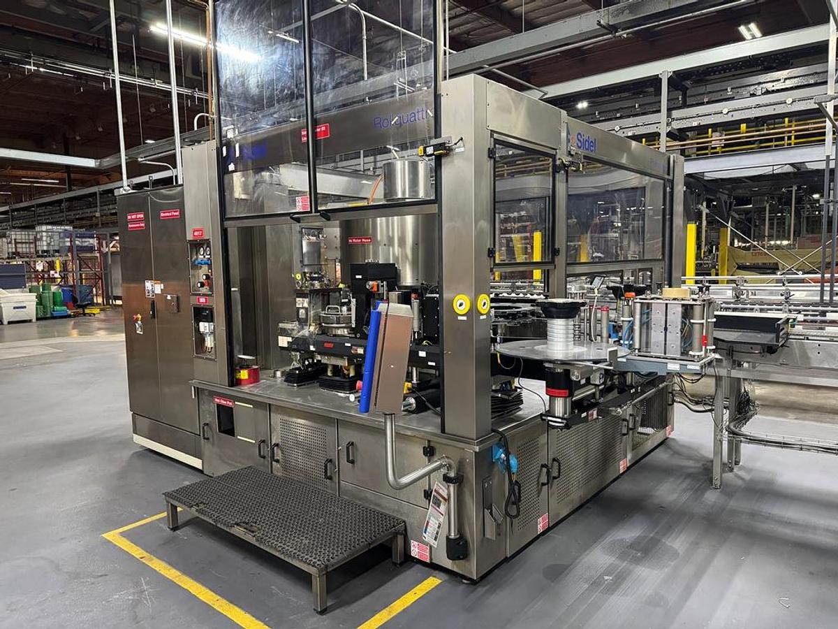 Used Bottling Line, 600–800 BPM, PET, US Bottlers Filler, Sidel Labeler, Kisters Shrink Wrapper, #5991608