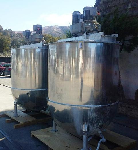 Used Kettle, 750 Gallon, S/St, Jkt, Dbl Agit, Groen, Scraper