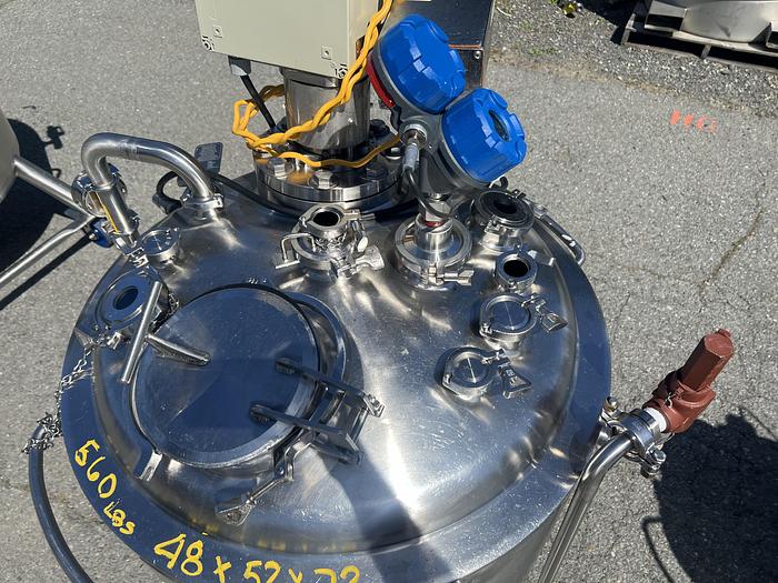 Used Reactor, 80 Gallon (300 Liters), 316L Stainless Steel, Jacketed, 45 PSI Internal, Agitated #S745439