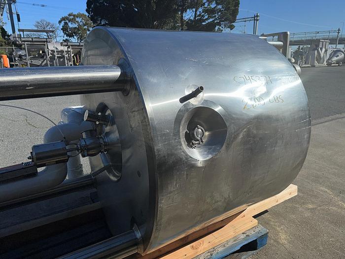 Used Tank, 300 Gallon, 316L Stainless Steel, Jacketed, Scrape Agitated, Feldmeier #S745371