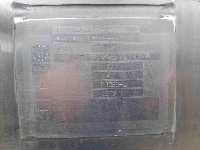 Used Tank, 1,600 Gallon, S/st, Agit, Jkt, Mueller #S745166