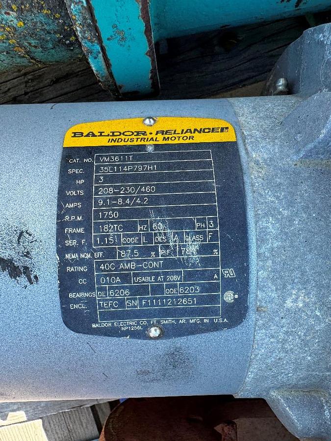 Used Grinder, 3 HP, JWC Muffin Monster, 4" Inlet/Outlet, #