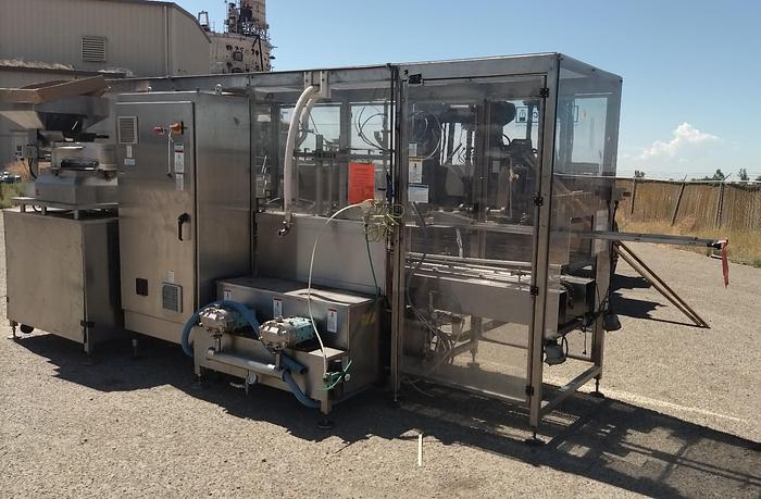 Used Filamatic 2-Head Cubitainer Filler and Capper with Conveyor #C744960