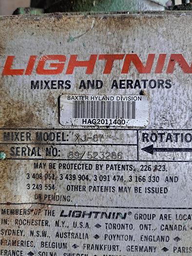 Used Mixer, Agitator, 7/8 HP, Lightnin, S/st, Mdl XJ-87, #S736078