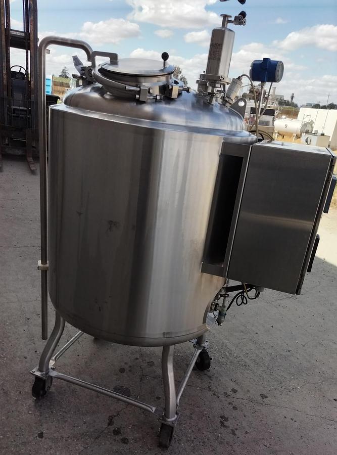 Used Tank, 158 Gallon (600 Liter), 316L Stainless Steel, Agitated, 50 PSI, #5991475