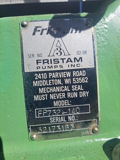 Used Pump, Centrif., 7.5 HP, Fristam, 2-1/2" x 2", Sani (2) B #S737113