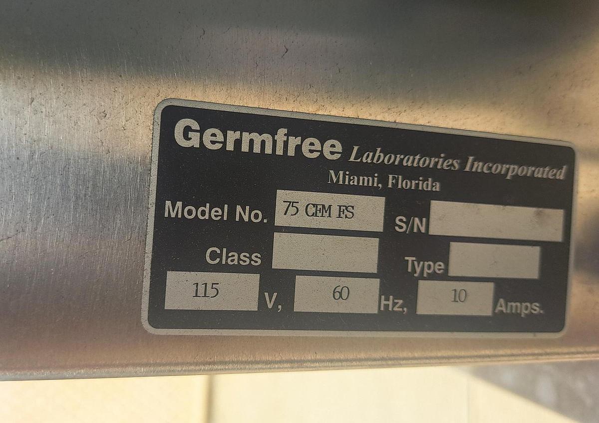Used Lab Equipment, GermFree CGB-3SS, Stainless Steel, Negative Pressure Glovebox, 75 CFM Filtration System, #5991743
