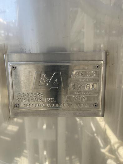 Used Tank, 2,500 Gallon, Stainless Steel, 6'x15', Cone #S745048