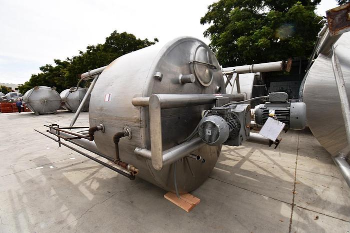Used Tank, 1,700 Gallon, 316 Stainless Steel, Jacketed, Double Agitation, #5990995