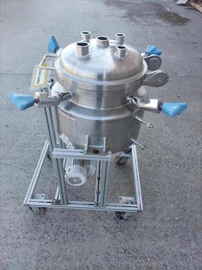 Used Tank, 13.2 Gallon (50 Liter), Pure-Flo Precision, Jacketed, Agitated, 316 Stainless, 15 PSI, #5991453