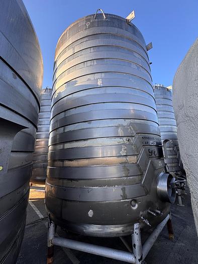 Used Tank, 6,000 Gallon, Stainless Steel, Channel Jacketed, Dish Bottom, Stand Mounted #5991274