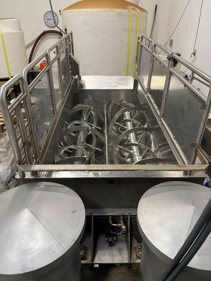 Used Mixer, Ribbon, 1100 Gallon, Dual Shaft, Stainless Steel, Jacketed, Food Mixer, 15 HP, 7500 lb, K6378, #5991750