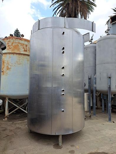 Used Tank, 2,000 Gallon, 304 Stainless Steel, Jacketed, Full Vacuum #S744961