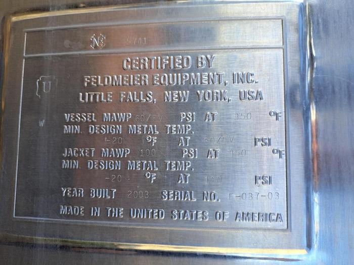 Used Tank, 3,000 Gallon, 304 S/St, Jkt, Full Vacuum, 60 PSI #S744962