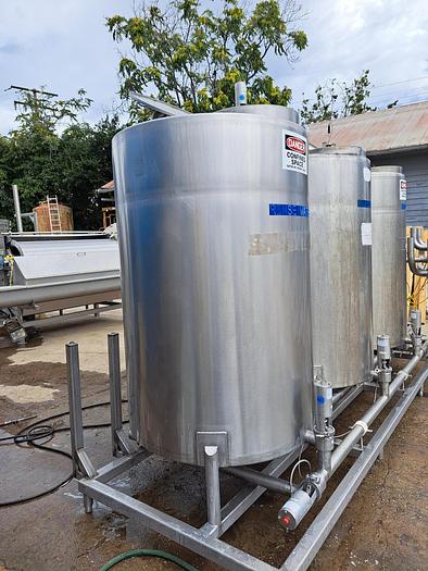 Used CIP, 3-Tank CIP Skid, 370 Gallon, 304 S/st, PIA, Heat Exchanger #S745252