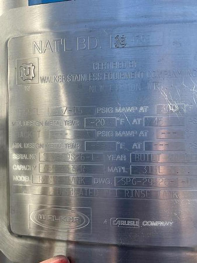 Used CIP System, Two-Tank System, 160 GPM, Walker Stainless, Allen-Bradley Controls, #5991954