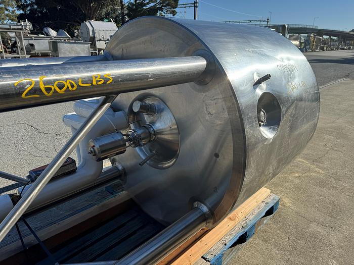Used Tank, 300 Gallon, 316L Stainless Steel, Jacketed, Scrape Agitated, Feldmeier #S745371