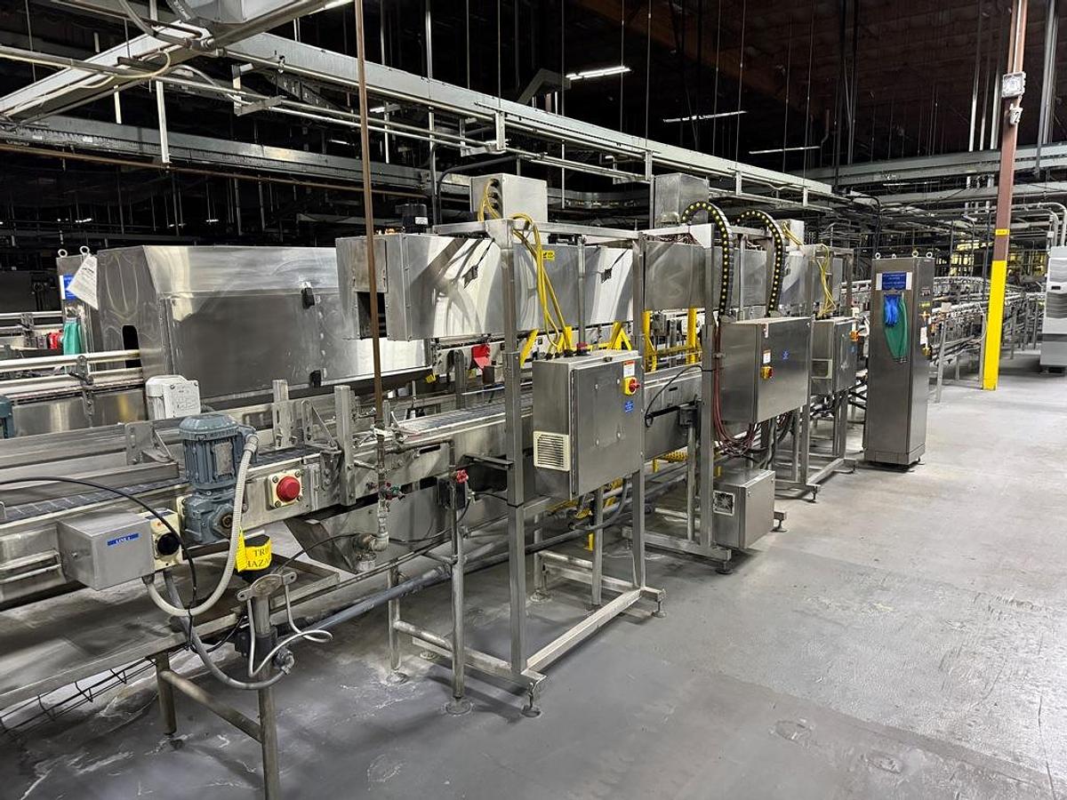 Used Bottling Line, 600–800 BPM, PET, US Bottlers Filler, Sidel Labeler, Kisters Shrink Wrapper, #5991608