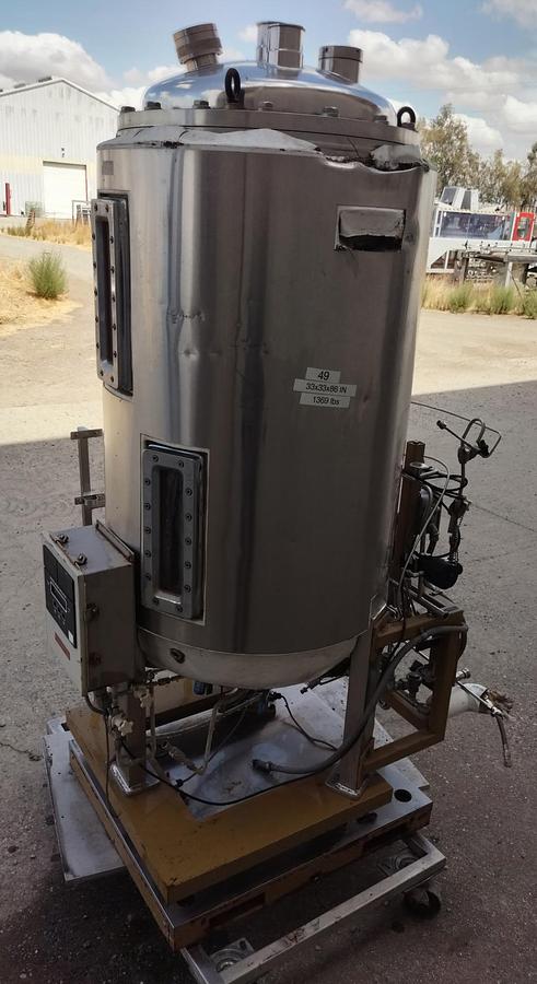 Used Tank,  105 Gallon (400 Liter), Jacketed, Stainless Steel, On Load Cell Stand, #5991462