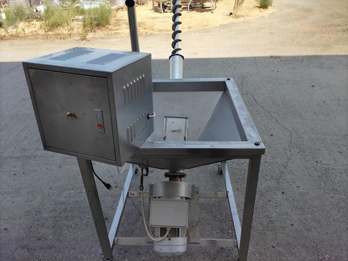 Used Conveyor, Screw, 4” x 91", Stainless Steel, Incline, 64.5" Discharge, #5991501