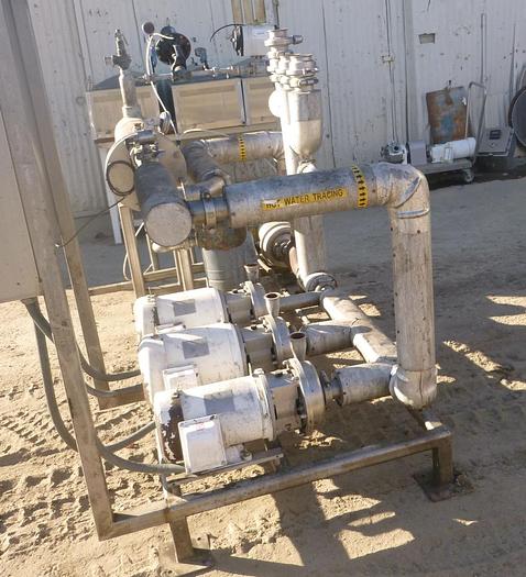 Used Heat Exchanger, Shell & Tube, S/st, Heat Transfer Pump Skid, (4) Pumps #S744940