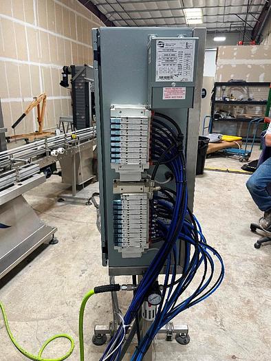 Used Filling Line, 12-Head, Overflow Filler, Inline Capper, Wrap Labeler #C745379