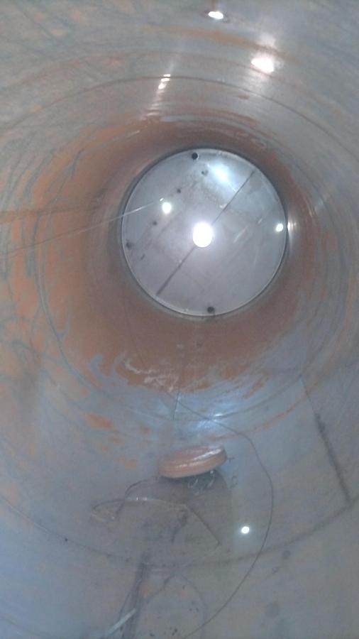 Used Tank, 4,200 Gallon, Stainless Steel, 6' Dia x 20' H, Valley Foundry, UL rated, #5991327