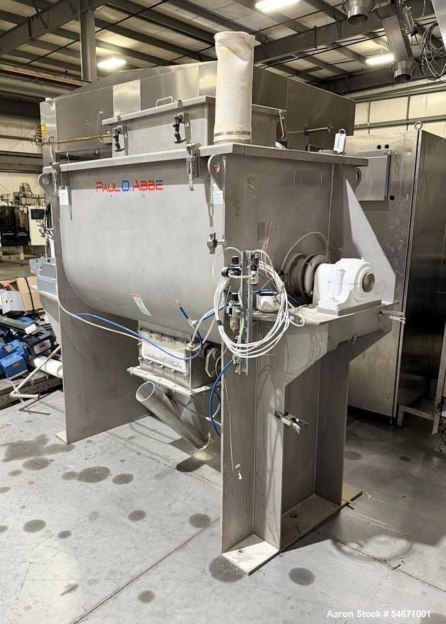 Used Mixer, Ribbon, 35 CF, Stainless Steel, Paul O. Abbe, Model RB-35, 20 HP, Double Spiral, #5992010