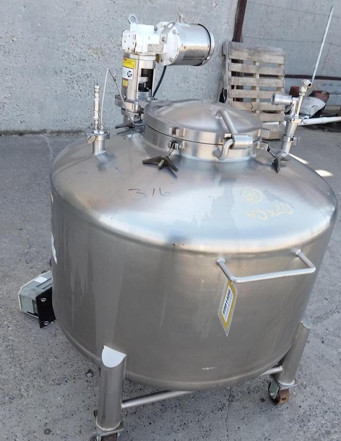 Used Tank, 198 Gallon (750 Liter), Agitated, 316 Stainless Steel, 15 PSI, Lee Industries, #5991486