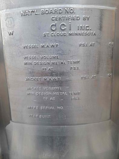 Used Tank, 15.8 Gallon,DCI, 316L Stainless Steel, Vertical #745138