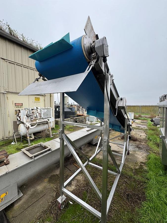 Used Conveyor, Belt, Incline, 24” W x 13’ L, Stainless Steel, Cleated, 2 HP, #5991605