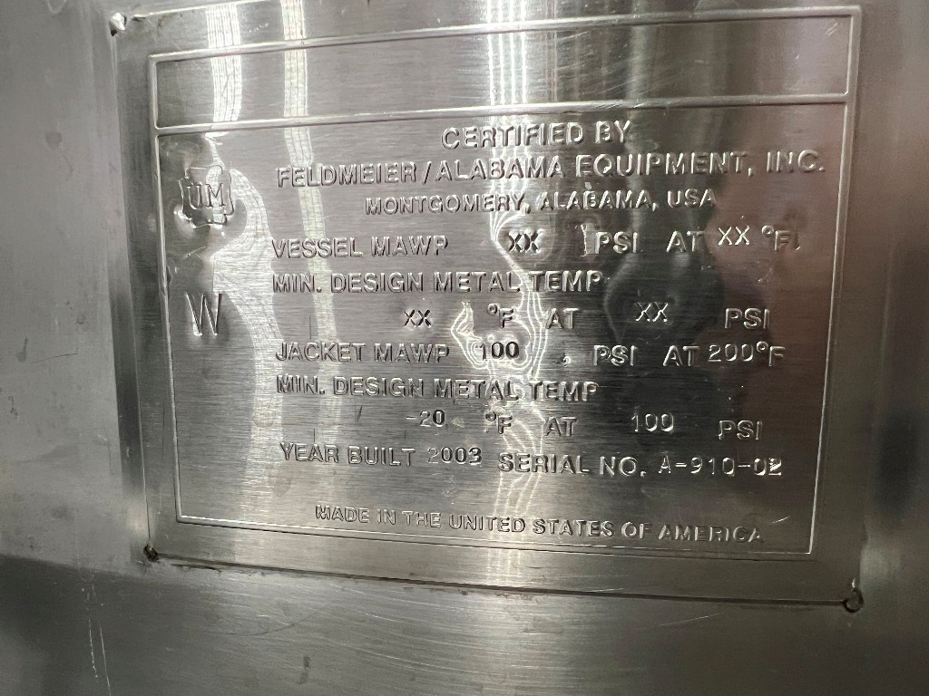 Used Chopper Tank, 500 Gallon, Feldmeier, Jacketed, With Drum Tilter, #5991619