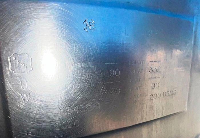 Used Kettle, 200 Gallon, Stainless Steel, Lee Industries, Model 200 D9MS, 2020 #C745282
