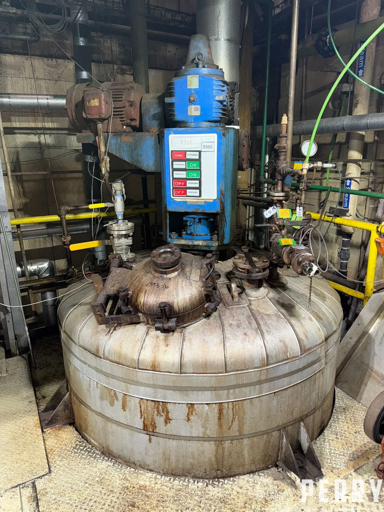 Used Reactor, 1,500 Gallon, 316L Stainless Steel, Pfaudler, #5991817