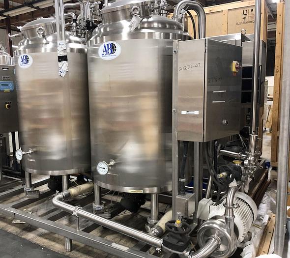 Used CIP Skid, 2-Tank, 230-Gallon, 316L Stainless Steel, A&B Process Systems - #4750220