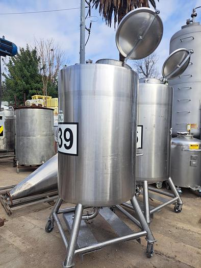 Used Tank, 400 Gallon, 316 Stainless Steel, Dome Top, Cone Bottom, Portable, #5991307