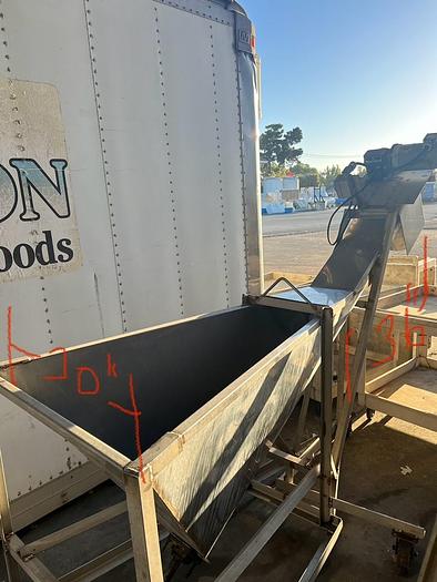 Used Conveyor, Screw, 6" x 86" Stainless Steel, Hopper, Incline #5476215