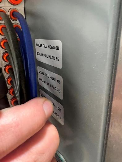 Used Filling Line, 12-Head, Overflow Filler, Inline Capper, Wrap Labeler #C745379