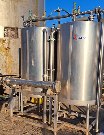 Used CIP Skid, 2-Tank, (2) 200 Gallon, Stainless Steel, APV #S745295