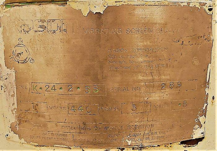 Used Screen, Kason, Model K242SS, 24” Diameter, Sifter, #