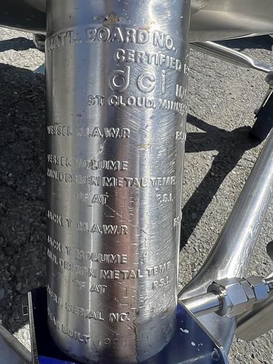 Used Reactor, 25 Gallon (400 Liters), 316L Stainless Steel, Jackted, Agitated #S745440