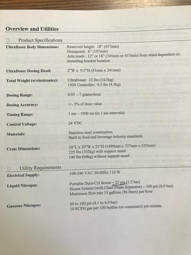 Used Chart Industries UltraDoser 150S Liquid Nitrogen Doser #4628217