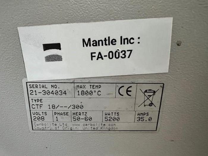 Used Furnace, Tube, Carbolite, Type CTF 18_300, 3" x 48" #S744175