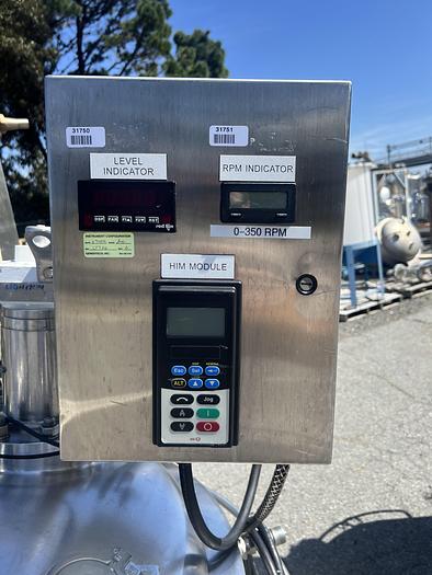 Used Reactor, 25 Gallon (400 Liters), 316L Stainless Steel, Jackted, Agitated #S745440