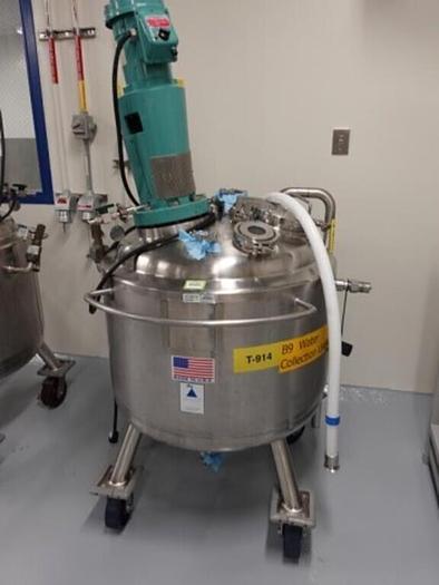 Used Reactor, 50 Gallon (200 Liters), 316L S/St, Jacketed, 45 PSI Internal, Agitated #S745438