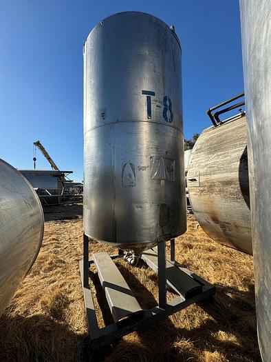 Used Tank, 750 Gallon, 316 Stainless Steel, Cone Bottom, 4' x 8', #5990993