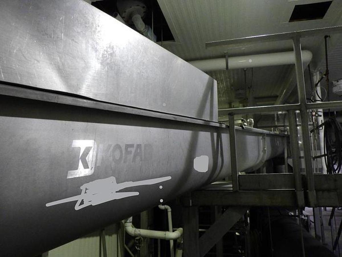 Used Conveyor, Screw, 14" x 25' Long, Stainless Steel, Incline Auger Screw, 5 HP, #5991703